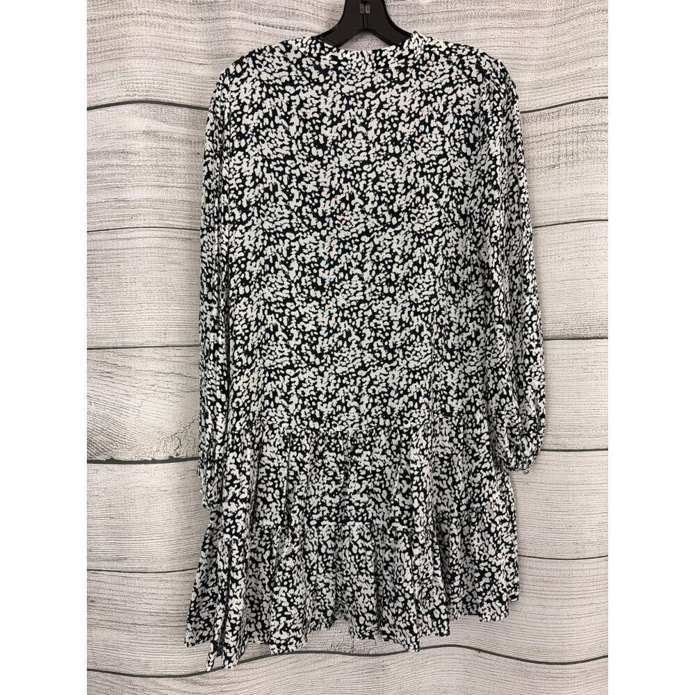Zara Black & White Abstract Long Sleeve Mini Dress Size S - Picture 4 of 4
